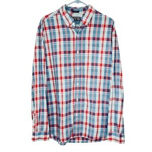 Rye by Hawker Rye Casual Plaid Button Down Short Sleeve Shirt Red and Blue